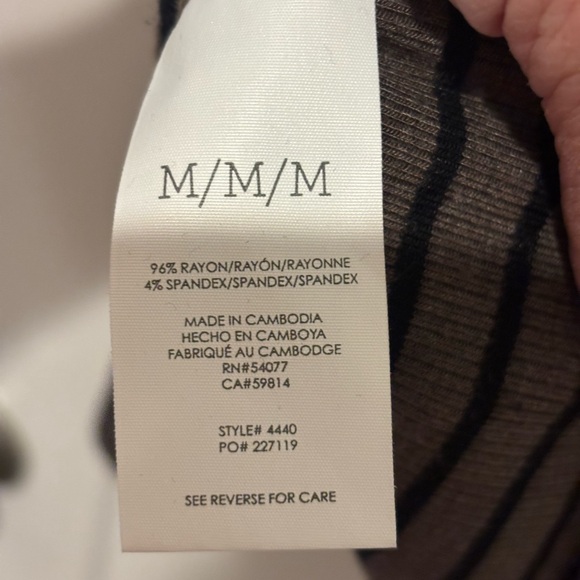 CAbi Black Heather Brown Striped Long Sleeve Simple Tee 4440 Size Medium VGUC - Picture 7 of 7